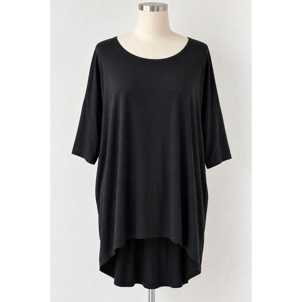 LuLaRoe Irma Women’s 2XL Black Solid High Low Tunic Top Modal NWT